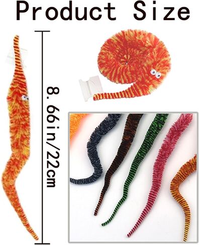 24 PCS Cat Worm Toy Zebra Print Feather Worm Worm Delleser Conflies Cat Cat Cat Presentive Wand Accessories for Fishing Toy Toy Teaser للقطط الداخلية هريرة in Kuwait