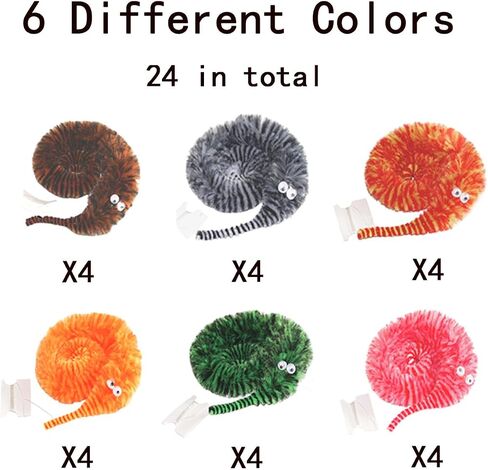 24 PCS Cat Worm Toy Zebra Print Feather Worm Worm Delleser Conflies Cat Cat Cat Presentive Wand Accessories for Fishing Toy Toy Teaser للقطط الداخلية هريرة in Kuwait
