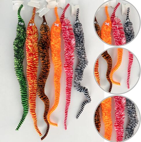 24 PCS Cat Worm Toy Zebra Print Feather Worm Worm Delleser Conflies Cat Cat Cat Presentive Wand Accessories for Fishing Toy Toy Teaser للقطط الداخلية هريرة in Kuwait