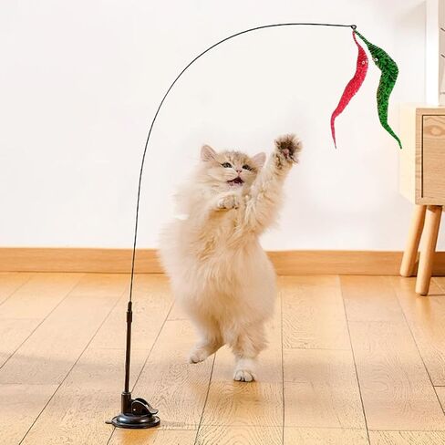 24 PCS Cat Worm Toy Zebra Print Feather Worm Worm Delleser Conflies Cat Cat Cat Presentive Wand Accessories for Fishing Toy Toy Teaser للقطط الداخلية هريرة in Kuwait