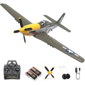Hawk's Work's RC Plane P-51d Mustang 500mm ، 4 قناة تحكم عن بعد Warbird RTF ، أوضاع طيران من Gyro 3 محرك غير محاور ، من السهل الطيران للبنين والبالغين المبتدئين