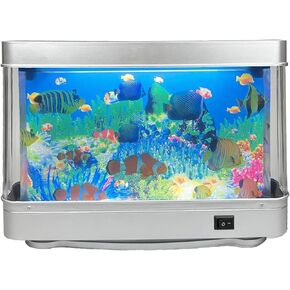 LED Aquarium Sensory Light ، 12.2 × 8.9 أسماك استوائية ملاكة مزخرفة ، مصباح مزخرف من الحوض المزيف مع الأسماك المتحركة وغرفة النوم وغرفة الأطفال وغرفة المعيشة وزينة الحفلات