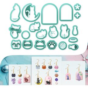 20pcs Cats Polymer Clay Cutters Moon Kitten Clay أقراط Cat Cat Polymer Jewelry Cutter للأقراط صنع إمدادات DIY Party Party Party