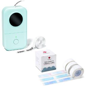 Phomemo D30 Label Maker with 4 Tapes - Black on Colorful Star Patterns Label Tape, Mini Bluetooth Label Printer, Portable Smart Phone Handheld Sticker Labeler Inkless Rechargeable BPA-Free