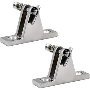 MARINE CITY 316 Grade Stainless Steel Bimini Top Deck Hinge 90°with Quick Release Pin Boat Top Fittings Flat Base Hardware for Boats – Marines – Ships – Kayaks (Pack of 2)