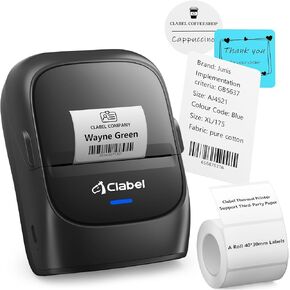 CLABEL Thermal Label Maker Machine: 221B Bluetooth Label Maker Machine with Tape Mini Sticker Printer Barcode Printer Compatible with Smartphone with 3 Roll 40x30mm,50x30mm,50x80mm Label (Black)