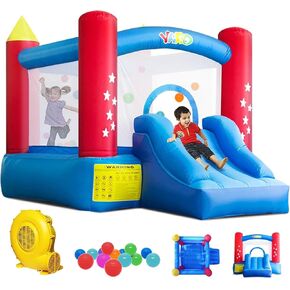 Yard Bounce House for Kids 3-8, Inflatable Bounce House with Slide, Bouncy House with Blower & Play Balls for Indoor Outdoor, 9.5x6.5x6.5FT Bouncy Castle for Toddlers Party