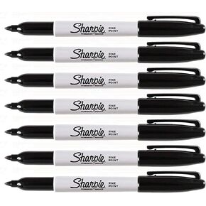 Sharpie Black Markers, Fine Point Tip, Permanent Markers, 7-Count