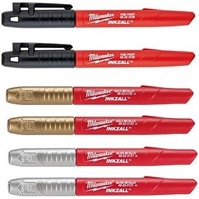Milwaukee Inkzall Fine Point Black, Gold and Silver Marker Bundle