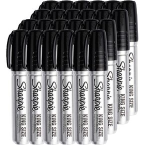Permanent Markers,24Pack King Size Black Permanent Markers Smooth Writing, Quick-Waterproof,Long-Lasting