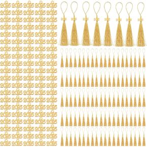 Fumwase 100pcs Mini Gold Gold Tassel 2025 شرابات الذهب المصغرة السائبة مع 2025 سحر شرابة التخرج من هدايا حفلات الزفاف للضيوف المرجعية على سلسلة المفاتيح صنع الحرف اليدوية DIY