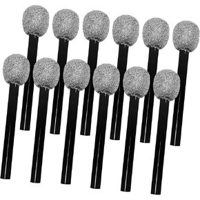 Windy City Novelties (12 Pack) Silver Glitter Prayend Toy Microphone for Kids Party Favors