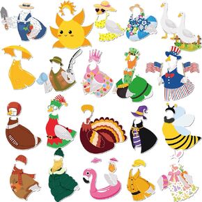 Kingdder 21 PCS Goose Costume Magnets Festival Fridge Magnetic Goose Dress Up Funder Holdy Animal Animal Geese Magnets for Box Tool Tool Box Lockers Home Decoration