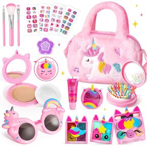 Uloveme Kids Real Makeup Kit for Little Girls - لعبة حقيقية وغير سامة وقابلة للغسل - هدية Umicorn Toys لـ 3 4 5 6 7 8 9 10 12 سنة عيد ميلاد (Mini Pink Umicorn)