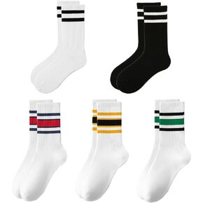 women's men's selected Athletic round neck socks cotton stripe socks 5/10 pairs
