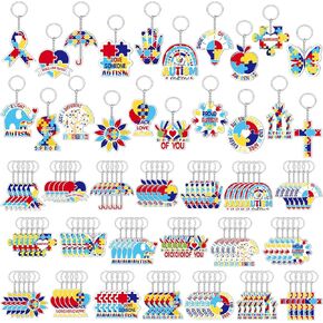 Henoyso 100 PCS Acrylic Aucrylic Awarness Ceyarchains Bulk Autism Gifts Piece Piece Keychain للطلاب