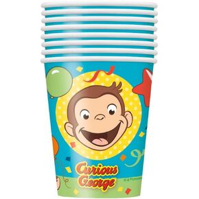 Curious George Paper Cups - 9oz (Pack of 8) - Delightful, Sturdy & Eco-Friendly Party Essentials - Perfect for Kids' Birthdays, Themed Events & Celebrations