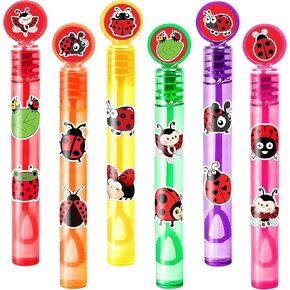 24pcs ladybug diy bubble wands مع ملصقات 96pcs - لحفلات الحفلات لأكياس Goodie ، و pinata ، و Mini Bubble Bulk Farm Birthday Supplies ، و Homes Toys ، وجوائز الفصل للأطفال الصغار والأولاد والبنات
