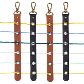 FreeBloss 4pcs Pu Leather Yarn Grayizerers 6 ثقوب تقسيم الغزل مع المشبك لحقيبة الغزل 2 ألوان حبك غزل غزل الكروشيه العطاء للحياكة الكروشيه في التقييم ، 10 ''