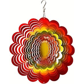 Fonmy Wind Spinner Stefless Steel ثلاثية الأبعاد الديكور حديقة معلقة للداخلية في الهواء الطلق قوس قزح ألوان عباد الشمس المغازل