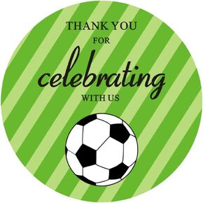 2" Round 50 Pack of Soccer Label Stickers Soccer Theme Thank You Party Sticker Labels Birthday Party Favor Stickers Decoration