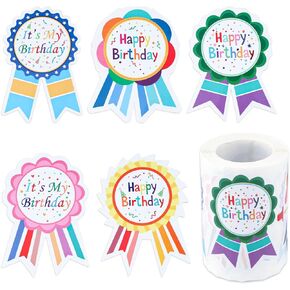 Joycraft 200pcs ملصقات شارة عيد ميلاد سعيد ، 5 أنماط ملصقات هدايا ، ملصقات أعياد الميلاد الشخصية للمنزل ، تزيين حفل الفصول الدراسية ، ولف الهدايا