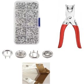 100 مجموعة مجموعة أزرار Metal Snap ، Five Claw Buckle Tool مع أداة الضغط على Claw Clips للحرف اليدوية ، الملابس ، القبعات ، الخياطة (الفضة ، 9.5 مم) Yiguanxin