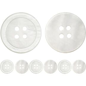 6-PCS 1 "أزرار الأم البيضاء الكبيرة من أزرار قذيفة اللؤلؤ | الأزرار البديلة للخياطة الطبيعية ممسحة ممسحة للخياطة لخياطة زينة ملابس الحرف (25 ملم)