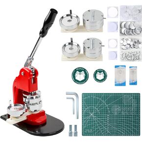 Button Maker Machine Multiple-Sizes - Button Pin Maker 1.25+2.25+3inch, Interchangeable Button-models Badge Button Press Machine with 300 Sets Button Maker Supplies &Circle Cutter&Cutting Mat