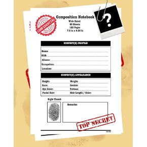 Composition Notebook: Crime/Murder Mystery Themed Composition Notebook for School, Journal Writing, and Much More | Wide Ruled, 60 Sheets, 120 pages, 7.5 in x 9.25 in