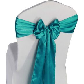 WELMATCH Black Satin Chair Sashes Bows - 50 pcs Wedding Banquet Party Event Decoration Chair Bows (Black, 50)