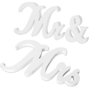 6 Inches Mr and Mrs Sign for Wedding Table Wooden Letter Glitter Sign Wedding Sweetheart Table Decorations for Wedding Party Anniversary (Gold)