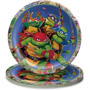 Amscan Multicolor TMNT: لوحات الفوضى المتحولة - 9 "(حزمة 8) - تصميم متين وصديق للبيئة وممتعة - مثالية لحفل الأطفال