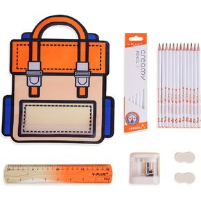 YPLUS Learning Essentials Kit-SHABENER ELECTRAL PEMBEL ، 12 أقلان رصاصًا ، ممرات 2 ، يجب أن يكون هناك فصول دراسية قابلة للطي All-in-One الإمدادات