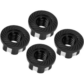Qiilu M4 Hex Nuts Rc Hex Nuts 4Pcs M4 Carving Hexagonal Nuts Aluminum Alloy Fit for Sakura D3 D4 1 10 Rc Car (Black)