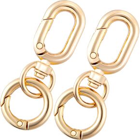 2pcs Double Opening Keychain Clip, Zinc Alloy Spring Snap Hooks for Jewelry Lanyards DIY Crafts Making, Swivel Keychain Clasp for Camping Hiking Travelling- Gold