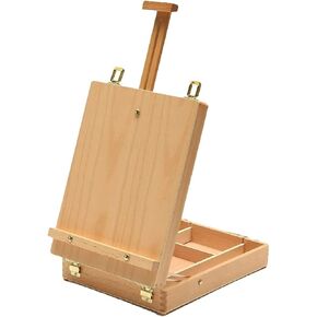 TOPE TOP TOP Wood Box Box Easel Box Easel مع صندوق تخزين للطلاء للفنان وطلاب الفن والمبتدئين ، يحمل اللوحات التي تصل إلى 20 "في ارتفاعها