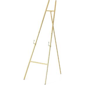 Gold Easel Stand for sign - aceel الثقيلة للطلاء اللوحة ، المرآة ، الملصق ، إطار الصورة - 3 طبقات قابلة للتعديل 3 مستويات معدنية كبيرة من أجل العرض - 13 "× 30" × 55 " - لا يوجد تجميع مطلوب