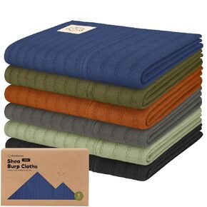 Organic Burp Cloths Baby Girl, Boy - 6-Pack Large Baby Burp Cloths, Super Absorbent Burping Cloths for Babies, Soft & Plush Cotton Burp Cloth, Spit Up Burp Rags, Newborn Burp Clothes (Neutrals)