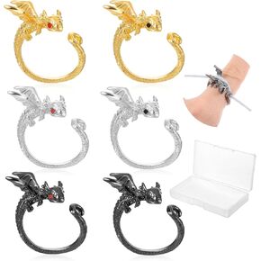 REEVATETECH 6 PCS DRAGON CORCHET RING ، Metal Open Yarn Guide Knitting Crochet LOOP RIP