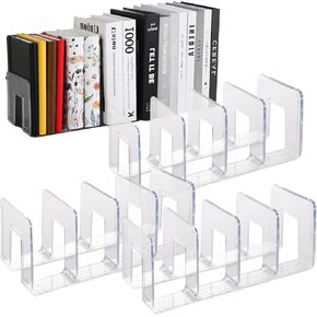 4 حزمة Clear Acrylic File Sorter ، منظم مجلد كتب سطح المكتب القوي ، 4 قسم مقسم للقابض من قابلية محفظة Fres