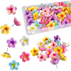 60 PCS زهرة الدبابيس دبابيس لطيفة زخرفة زهرة thumbtacks لون pushpins للنشرة الفول