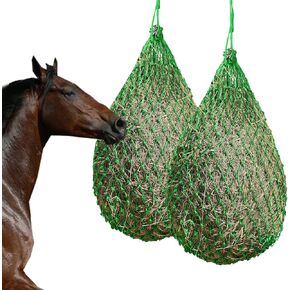 Hay Net for Horses, 2 Pcs Slow Hay Bags for Horse 40 Inch Green Net Hay Feeder Bag for Goat Sheep