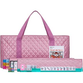 C&H Solutions American Mahjong Set,Mahjong Tiles Set,Purple Pink PU Carrying Bag,166 Premium Tiles,4 All-in-One Rack/Pushers,Western Mahjong with English Manual(Ma Jong,Mah-Jongg, Majiang)