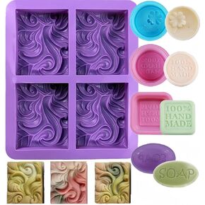 9 Pack Soap Making Molds,Accfore 4-Cavity Ocean Wave Soap Mold,Cupcake Muffin Soft Baking Pan Mould for DIY Homemade Craft