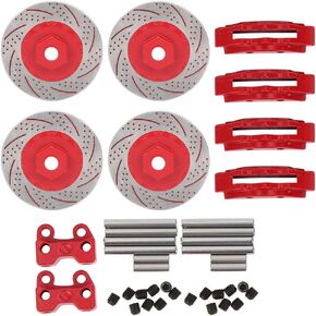 قرص الفرامل DILWE RC ، 4pcs محاكاة الفرامل القرص الفرامل المتوافقة مع 1/10 سلسلة RC ، عجلات RC Drift ل 1/10 RC RACING CAR (RED)