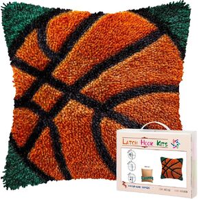 DIY Latch Hook Pillow Kits Orange Basketball Plughced Pillowcase خيوط الكروشيه كوشيه ترشيد وسادة تغطية وسادة يدوي