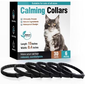 Cat Pheromones Pheromones Twlar الإجهاد وتخفيف القلق لمدة 30 يومًا من طوق الهادئة للقطط 6 حزمة أطواق فيرومون منتجات هادئة قابلة للتعديل