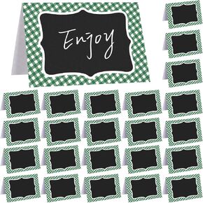 24 Pieces Picnic Party Decorations Picnic Party Chalkboard Red Gingham Tent Cards Double Sided Mini Blackboard for Picnic BBQ Baby Shower Wedding Party, 4 x 6 Inch