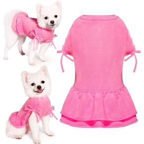 Small Dog Dress with Cute Ruffles - Girl's Birthday & Party Dress, Yellow, L